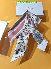 Fortok Dior Mitzah Butterfly Silk Scarf Pink 6x105cm - 5