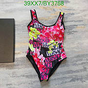 Fortok Versace One-piece Printed Swimsuit Black & Pink - 1