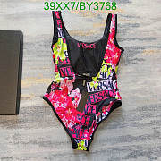 Fortok Versace One-piece Printed Swimsuit Black & Pink - 5