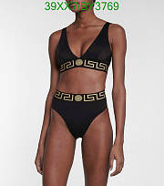 Fortok Versace Bikini Top With Greca Band Black - 1
