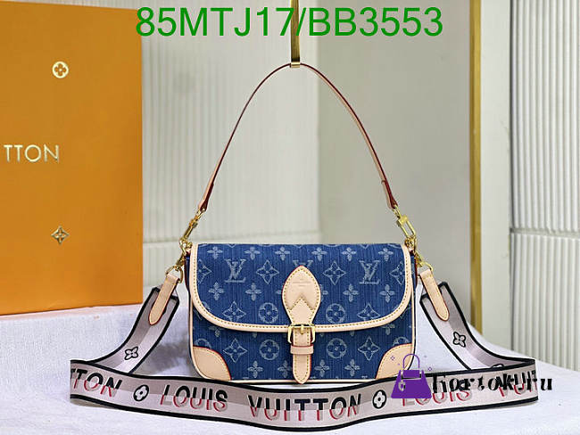 Fortok Louis Vuitton Diane Handbag Blue Denim M45985 25x15x9cm - 1