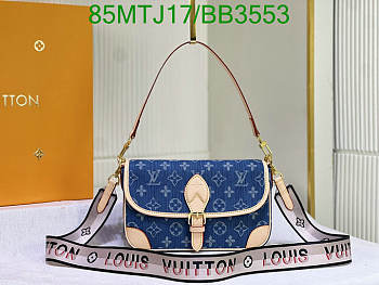 Fortok Louis Vuitton Diane Handbag Blue Denim M45985 25x15x9cm