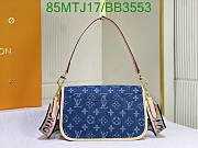 Fortok Louis Vuitton Diane Handbag Blue Denim M45985 25x15x9cm - 6