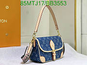 Fortok Louis Vuitton Diane Handbag Blue Denim M45985 25x15x9cm - 5