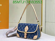 Fortok Louis Vuitton Diane Handbag Blue Denim M45985 25x15x9cm - 3