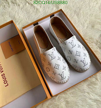 Fortok Louis Vuitton Monogram Espadrilles White/Silver Logo Slip-on