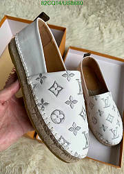 Fortok Louis Vuitton Monogram Espadrilles White/Silver Logo Slip-on - 2
