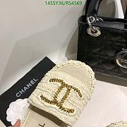 Fortok Chanel Raffia CC Logo Slip On Espadrille Sandals Cream - 5