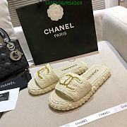 Fortok Chanel Raffia CC Logo Slip On Espadrille Sandals Cream - 4