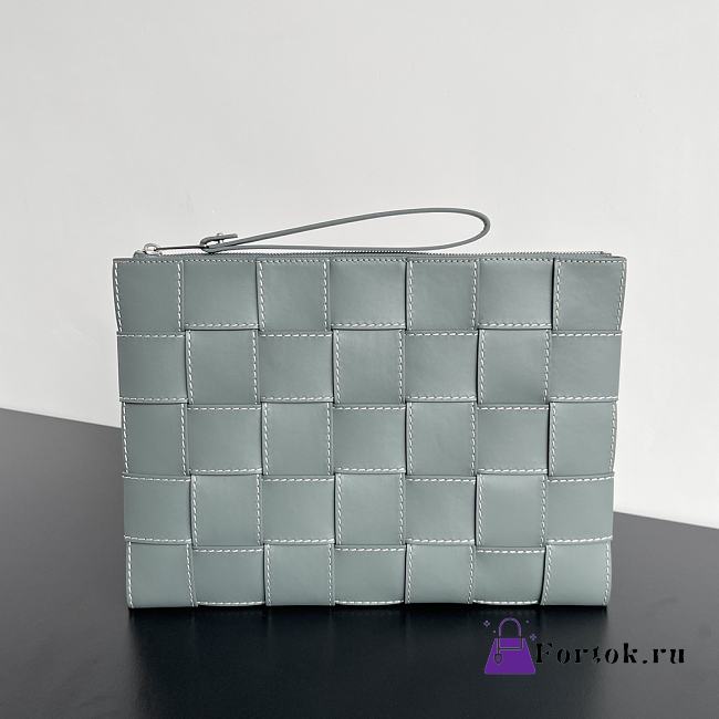 Fortok Bottega Veneta Large Intreccio Leather Wristlet Pouch Green 649616 35x25x1cm - 1