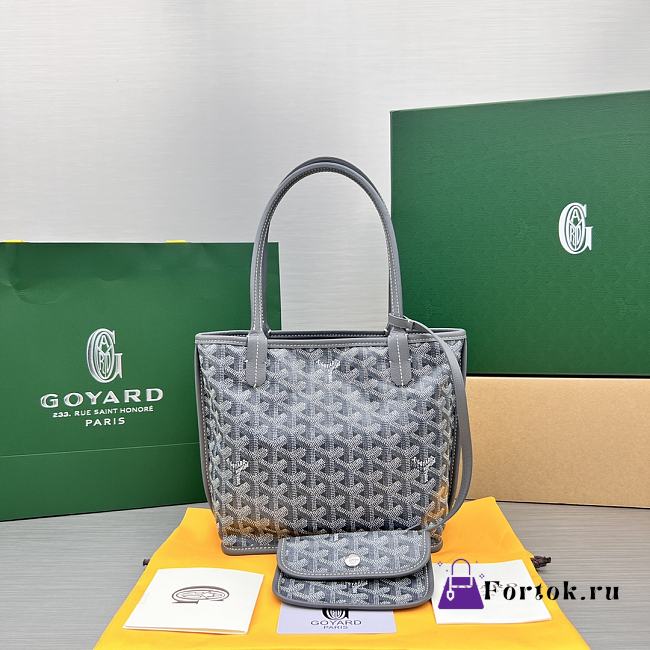 Fortok Goyard Mini Tote Bag Grey & Black - 1