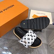 Fortok Louis Vuitton Pool Pillow Flat Comfort Mules White & Black - 5
