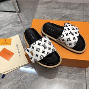 Fortok Louis Vuitton Pool Pillow Flat Comfort Mules White & Black - 2