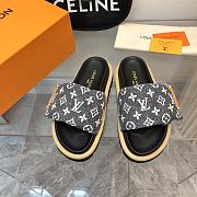  Fortok Louis Vuitton Pool Pillow Flat Comfort Mules Denim Grey & Black - 1