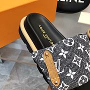  Fortok Louis Vuitton Pool Pillow Flat Comfort Mules Denim Grey & Black - 4