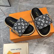  Fortok Louis Vuitton Pool Pillow Flat Comfort Mules Denim Grey & Black - 5