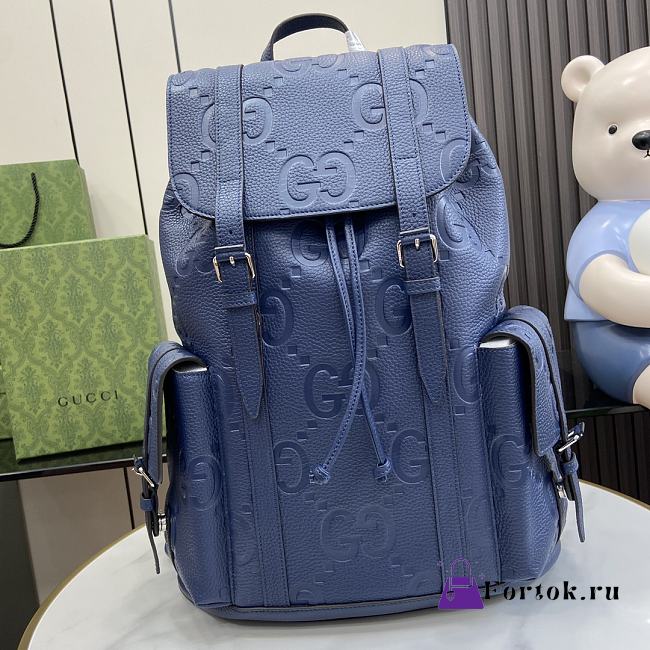 Fortok Gucci Jumbo GG Backpack Blue Leather 625770 34x41x12cm - 1
