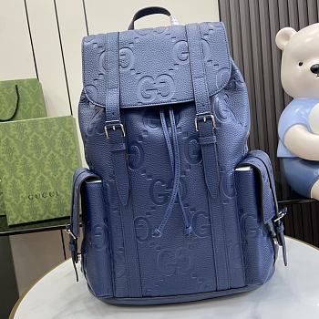 Fortok Gucci Jumbo GG Backpack Blue Leather 625770 34x41x12cm