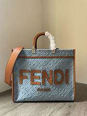 Fortok Fendi Sunshine Denim Blue Tote Bag 35x17x31cm - 1