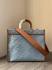 Fortok Fendi Sunshine Denim Blue Tote Bag 35x17x31cm - 3
