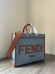 Fortok Fendi Sunshine Denim Blue Tote Bag 35x17x31cm - 2