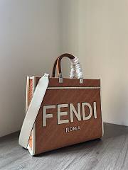 Fortok Fendi Sunshine Denim Brown Tote Bag 35x17x31cm - 4