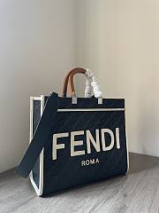 Fortok Fendi Sunshine Denim Black Tote Bag 35x17x31cm - 4