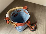 Fortok Fendi FF Embroidered Denim Blue Mini Bucket Bag 12x18x10cm - 3