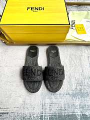 Fortok Fendi Denim Logo Slide Sandals in Black - 1