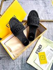 Fortok Fendi Denim Logo Slide Sandals in Black - 6