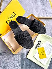 Fortok Fendi Denim Logo Slide Sandals in Black - 4