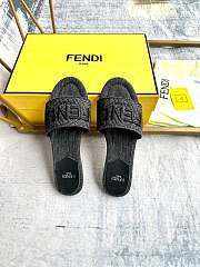 Fortok Fendi Denim Logo Slide Sandals in Black - 3