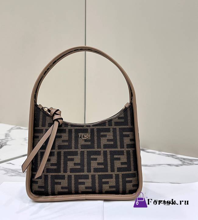 Fortok Fendi Mini Fendessence Brown FF Fabric Bag 80165 27x20.5x7cm  - 1