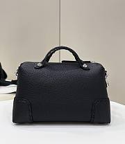 Fortok Fendi Soft Black Leather Boston Bag 8651 27x13x15cm - 6