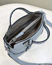Fortok Fendi Soft Light Blue Leather Boston Bag 8651 27x13x15cm - 5