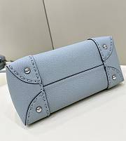 Fortok Fendi Soft Light Blue Leather Boston Bag 8651 27x13x15cm - 4