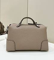 Fortok Fendi Soft Beige Leather Boston Bag 8651 27x13x15cm - 6