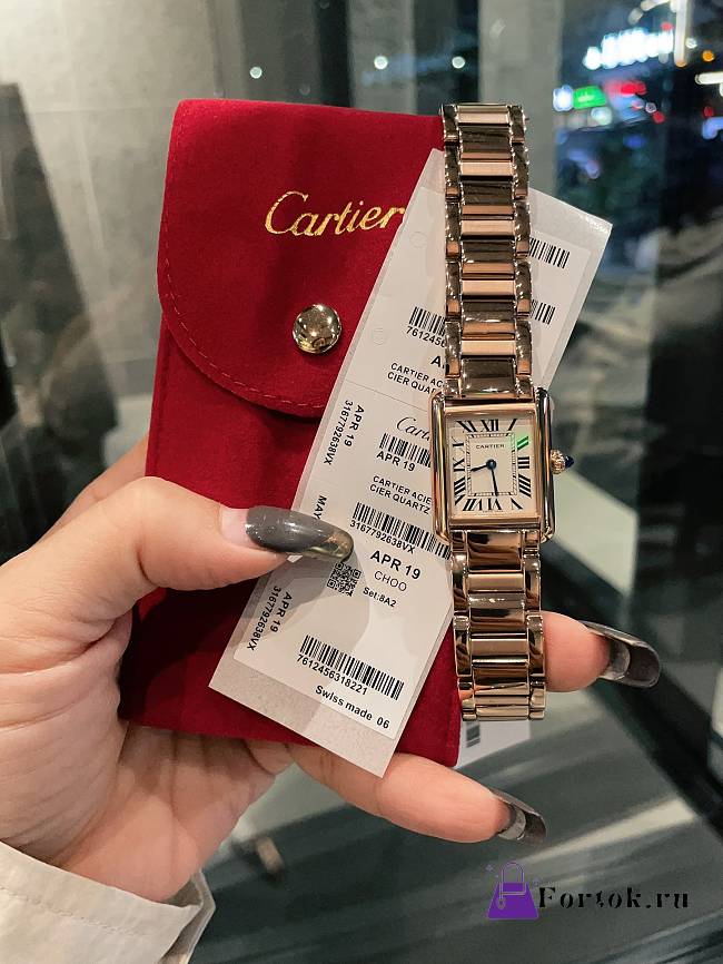 Fortok Cartier Tank Must Watch in Rose Gold - 1