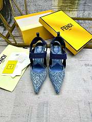 Fortok Fendi Colibrì Blue Denim High-heeled Slingbacks - 2