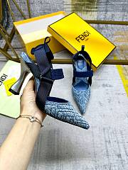 Fortok Fendi Colibrì Blue Denim High-heeled Slingbacks - 4