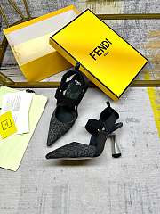 Fortok Fendi Colibrì Black Denim High-heeled Slingbacks - 3