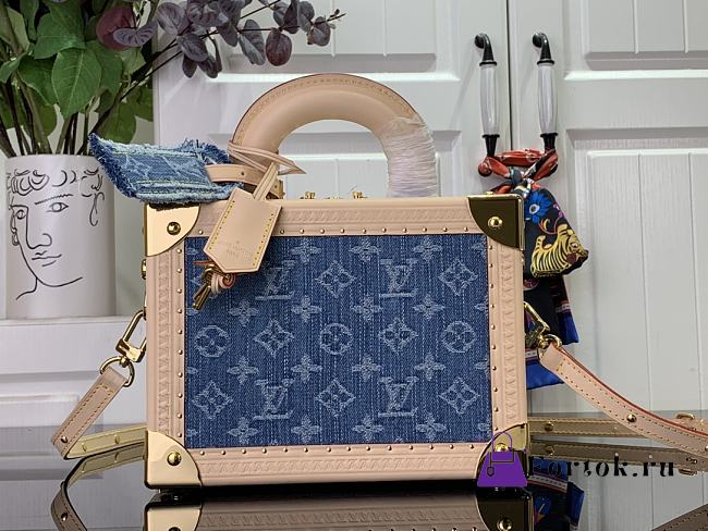 Fortok Louis Vuitton Small Blue Denim Suitcase M24161 22.5x17.5x11cm - 1