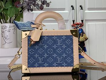 Fortok Louis Vuitton Small Blue Denim Suitcase M24161 22.5x17.5x11cm