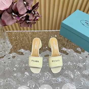 Fortok Prada 2024 Raffia Slippers White