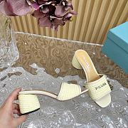 Fortok Prada 2024 Raffia Slippers White - 4