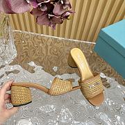 Fortok Prada 2024 Raffia Slippers Beige - 3