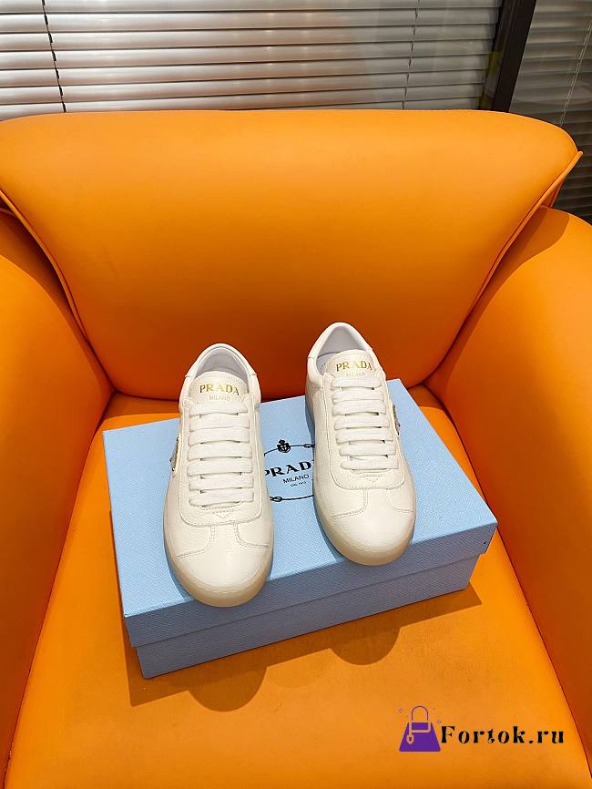 Fortok Prada White Leather Low-Top Sneakers - 1