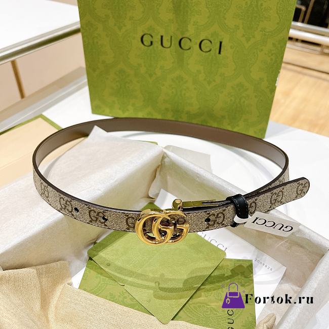 Fortok Gucci Double G Buckle Reversible Belt Brown  - 1