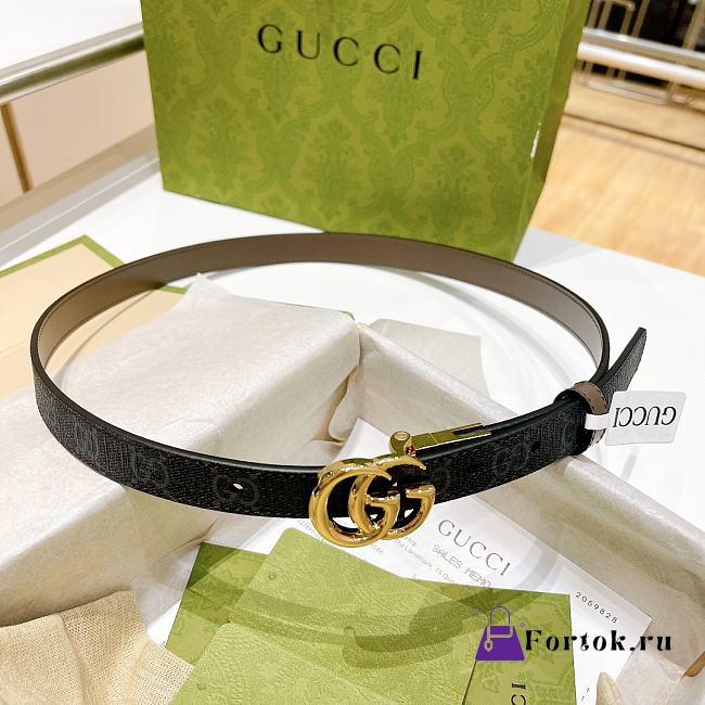 Fortok Gucci Double G Buckle Reversible Belt Black & Brown - 1