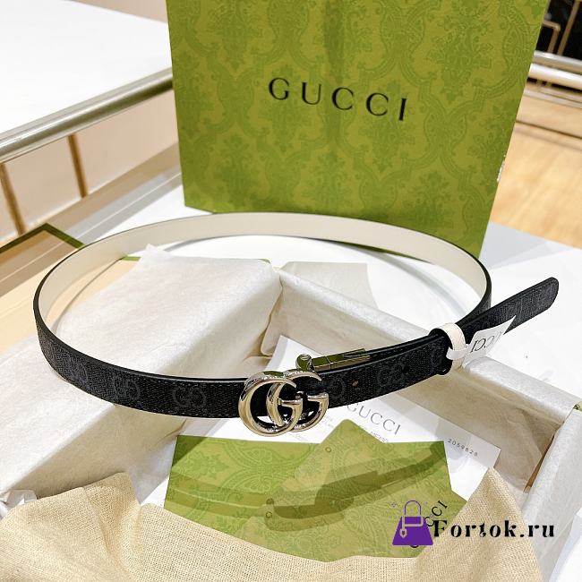 Fortok Gucci Double G Buckle Reversible Belt Black & White - 1